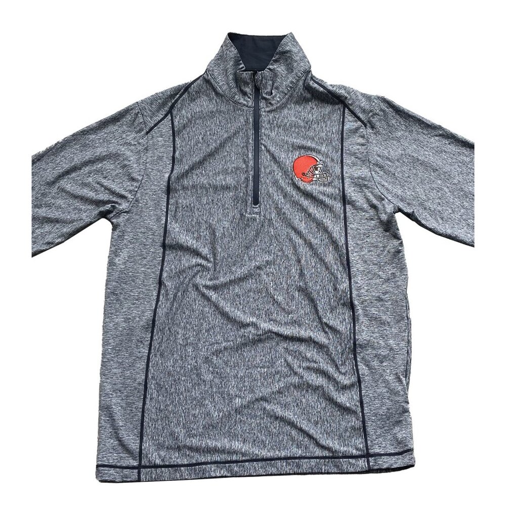 Cleveland Browns Pullover Shirt Mens Medium Gray Quarter Zip Long Sleeve Antigua